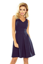 Load image into Gallery viewer, Numoco Dress with neckline and pockets - navy blue 160-2
