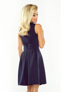 Numoco Dress with neckline and pockets - navy blue 160-2