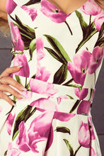 Load image into Gallery viewer, 160-4 Dress with neckline and pockets - tulips