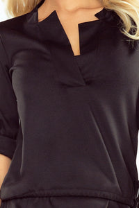 161-1 AGATA - dress with a collar - BLACK