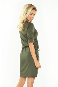 161-2 AGATA - dress with a collar - KHAKI