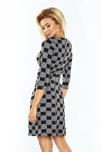 164-1 Dress with trapezoid skirt - black and gray