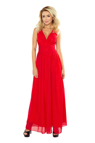 Numoco 166-2 MAXI chiffon dress - red