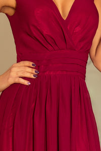 166-3 MAXI chiffon dress - burgundy color