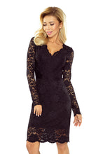 Load image into Gallery viewer, 170-1 Lace dress with neckline - black