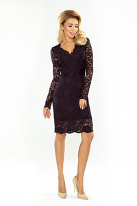 Lace dress with neckline - black 170-1