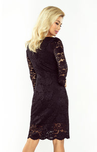 Lace dress with neckline - black 170-1