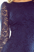 Load image into Gallery viewer, Dress with lace - navy blue 174-1