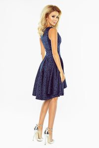Exclusive dress with longer back - Navy blue 175-3