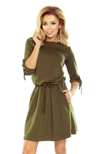 Load image into Gallery viewer, 176-2 EWA - sports dress with bindings on the sleeves - KHAKI