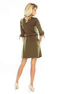 176-2 EWA - sports dress with bindings on the sleeves - KHAKI