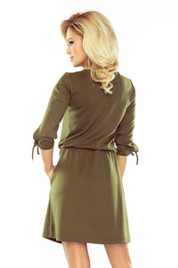 176-2 EWA - sports dress with bindings on the sleeves - KHAKI