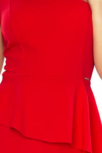 Numoco 178-1 Asymmetrical dress with frill - red