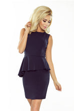 Load image into Gallery viewer, 178-2 Asymmetrical dress with frill - navy blue