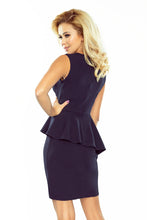 Load image into Gallery viewer, 178-2 Asymmetrical dress with frill - navy blue