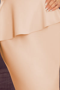 178-5 Asymmetrical dress with frill - peach