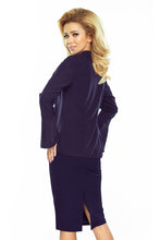 Load image into Gallery viewer, 181-3 Blouse with flared sleeve - navy blue