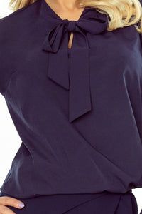 181-3 Blouse with flared sleeve - navy blue