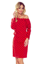 Load image into Gallery viewer, Numoco 189-8 Sports dress with neckline at the back - red + black polka dots