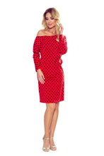 Load image into Gallery viewer, Numoco 189-8 Sports dress with neckline at the back - red + black polka dots