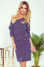 Load image into Gallery viewer, Numoco 189-9 Sports dress with neckline at the back - navy blue + white polka dots