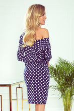 Load image into Gallery viewer, Numoco 189-9 Sports dress with neckline at the back - navy blue + white polka dots