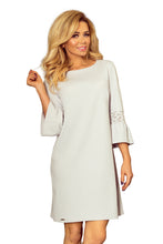 Load image into Gallery viewer, 190-2 MARGARET dress with lace on the sleeves - light grey