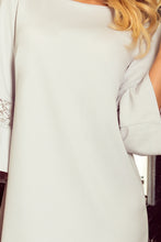 Charger l&#39;image dans la galerie, Numoco 190-2 MARGARET dress with lace on the sleeves - light grey