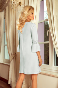 190-5 MARGARET dress with lace on the sleeves - blue