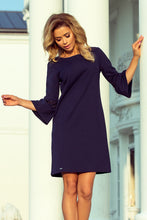 Cargar imagen en el visor de la galería, Numoco 190-6 MARGARET dress with lace on the sleeves - Navy Blue