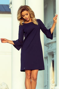 190-6 MARGARET dress with lace on the sleeves - Navy Blue