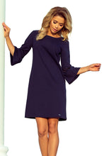 Cargar imagen en el visor de la galería, Numoco 190-6 MARGARET dress with lace on the sleeves - Navy Blue