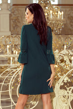 Load image into Gallery viewer, 190-7 MARGARET dress with lace on the sleeves - dark green