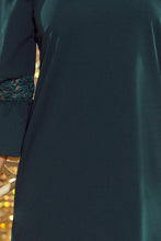 Load image into Gallery viewer, 190-7 MARGARET dress with lace on the sleeves - dark green