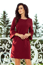 Load image into Gallery viewer, 190-8 MARGARET dress with lace on the sleeves - Burgundy color