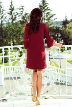 Load image into Gallery viewer, 190-8 MARGARET dress with lace on the sleeves - Burgundy color