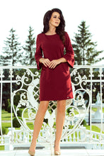 Load image into Gallery viewer, 190-8 MARGARET dress with lace on the sleeves - Burgundy color