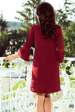 Load image into Gallery viewer, 190-8 MARGARET dress with lace on the sleeves - Burgundy color