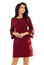 Load image into Gallery viewer, 190-8 MARGARET dress with lace on the sleeves - Burgundy color