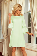 Load image into Gallery viewer, 190-9 MARGARET dress with lace on the sleeves - pistachio