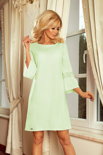 190-9 MARGARET dress with lace on the sleeves - pistachio