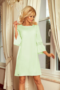 190-9 MARGARET dress with lace on the sleeves - pistachio