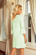 Load image into Gallery viewer, 190-9 MARGARET dress with lace on the sleeves - pistachio
