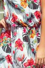 Load image into Gallery viewer, 191-4 Long dress tied at the neck - flowers on a white background