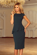 Load image into Gallery viewer, 192-1 Elegant midi dress with frill - green