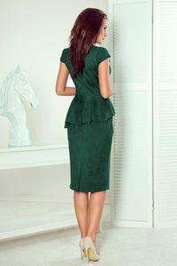 Numoco 192-10 Elegant midi dress with frill - green