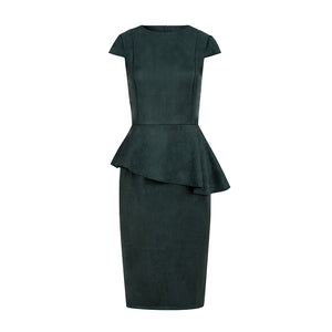 Numoco 192-10 Elegant midi dress with frill - green