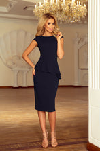 Load image into Gallery viewer, 192-4 Elegant midi dress with frill - navy blue