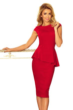 Load image into Gallery viewer, 192-5 Elegant midi dress with frill - RED