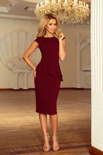 Load image into Gallery viewer, 192-6 Elegant midi dress with frill - Burgundy color